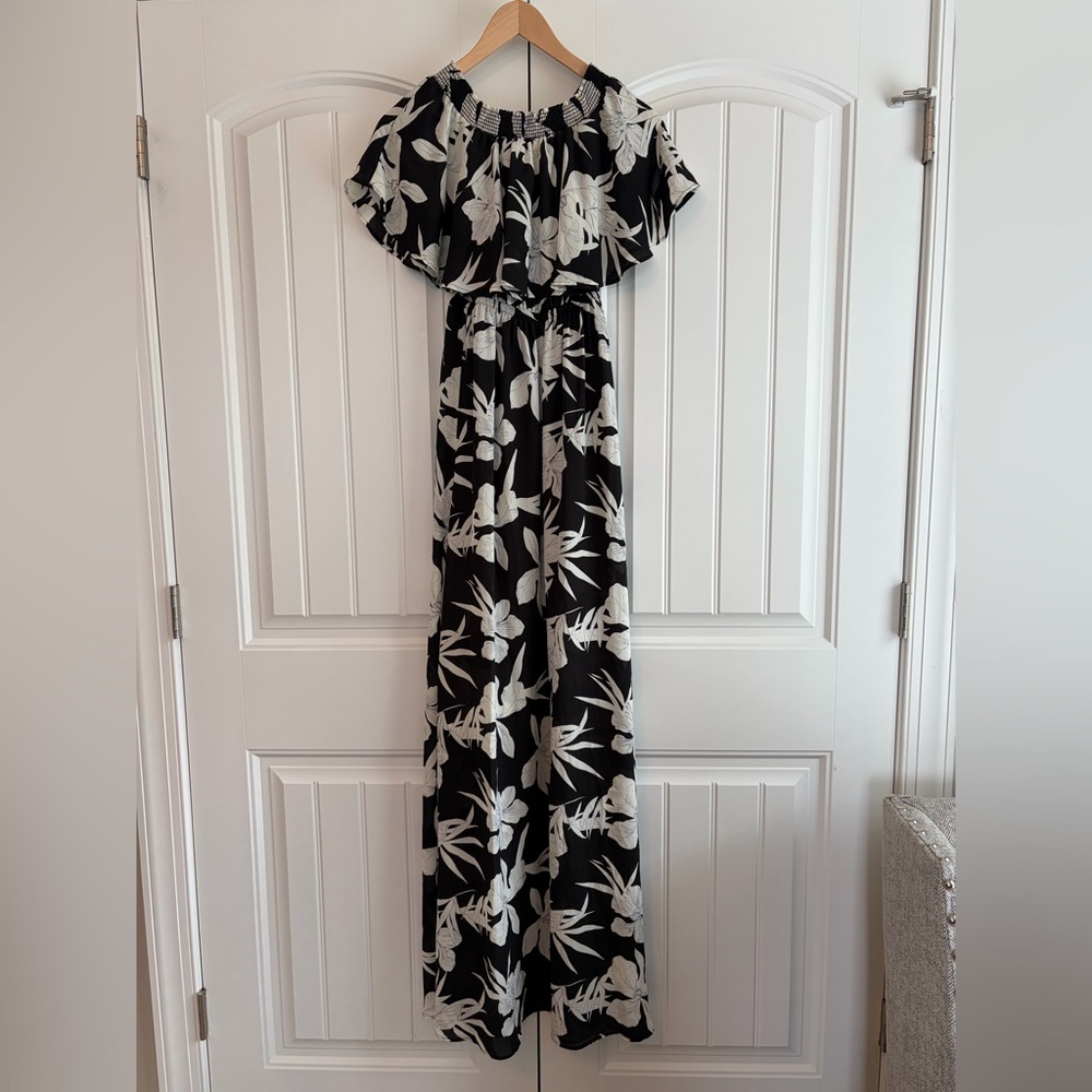Show Me Your Mumu NWT Hacienda Maxi Dress Black Cream Floral Chiffon Women Sz XS
